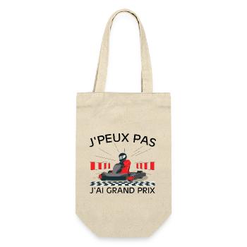 Ich kann nicht, ich habe ein Grand-Prix-Autorennen - Geschenkbeutel für Flaschen - Natur - Vorne
