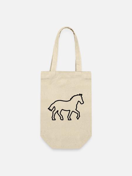 Pferd / Horse - Kontur schwarz - Geschenkbeutel für Flaschen - Natur
