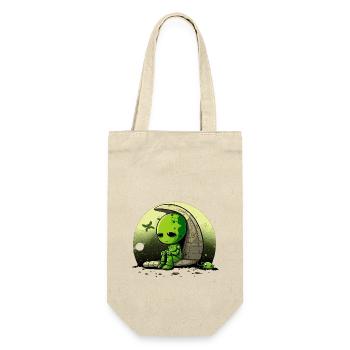 Trauriger Alien - Geschenkbeutel für Flaschen - Natur - Vorne