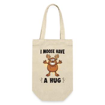 I Moose Have A Hug Umarmung Kuscheln Lustig Elch - Geschenkbeutel für Flaschen - Natur - Vorne
