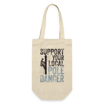 Support Your Local Pole Dancer Lineman - Gift Bag for Bottles - nature - Front