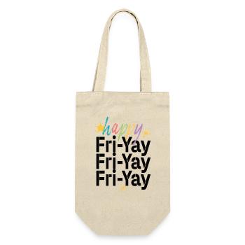 Glücklich Fri Yay Lehrer Wochenende Lustig Meme - Geschenkbeutel für Flaschen - Natur - Vorne