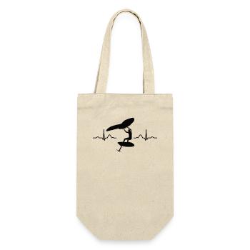 Flügel Surfer Wingsurfing Retro Folie Flügel - Geschenkbeutel für Flaschen - Natur - Vorne