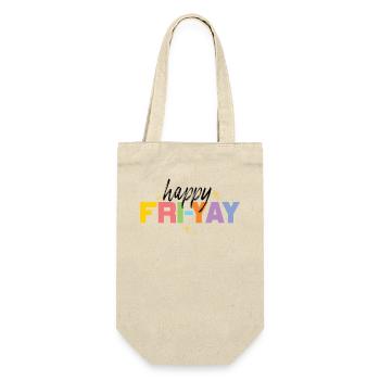 Glücklich Fri Yay Lehrer Wochenende Lustig Meme - Geschenkbeutel für Flaschen - Natur - Vorne