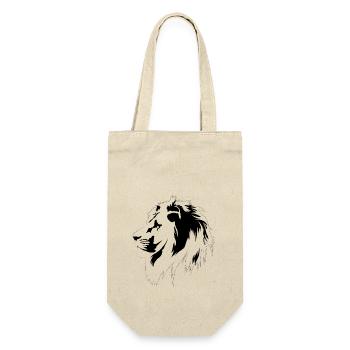 Löwenportrait (schwarz) - Geschenkbeutel für Flaschen - Natur - Vorne