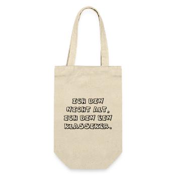 "Ich bin nicht alt, Ich bin ein Klassiker." - Geschenkbeutel für Flaschen - Natur - Vorne