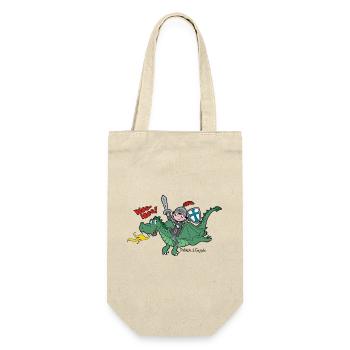 Kleiner Ritter und sein Freund, der Drache - Geschenkbeutel für Flaschen - Natur - Vorne