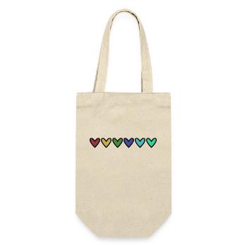 HERZ. HERZ. VALENTINSTAG. LIEBE. LIEBE. HERZ - Geschenkbeutel für Flaschen - Natur - Vorne