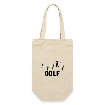 Golf Herzchlag Golfen Golfer - Geschenkbeutel für Flaschen - Natur - Vorne