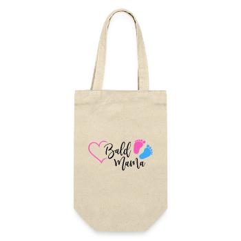 Bald Mama Baby Schwangerschaft Geburt Herz Mutter - Geschenkbeutel für Flaschen - Natur - Vorne