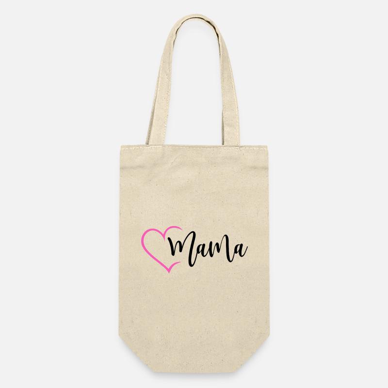 Mama mit Herz Mutter Liebe Muttertag Kind Geschenk - Geschenkbeutel für Flaschen - Natur