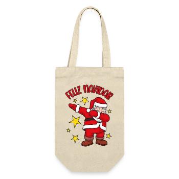 Feliz Navidad Dabbing Weihnachtsmann Feliz NaviDAB - Geschenkbeutel für Flaschen - Natur - Vorne