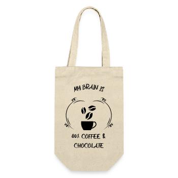 Kaffee Espresso Käffchen & Schokolade - Geschenkbeutel für Flaschen - Natur - Vorne