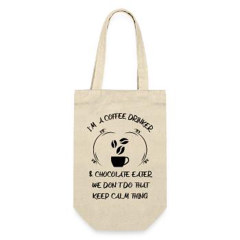 Kaffee Espresso Käffchen & Schokolade - Geschenkbeutel für Flaschen - Natur - Vorne