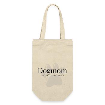 Hundemama – Haarig. Laut. Glücklich. - Geschenkbeutel für Flaschen - Natur - Vorne