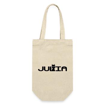 Julia mit schwarzer Katze - Geschenkbeutel für Flaschen - Natur - Vorne