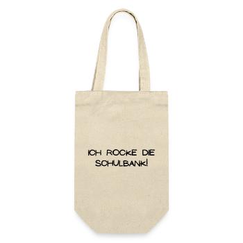 Ich rocke die Schulbank - Geschenkbeutel für Flaschen - Natur - Vorne