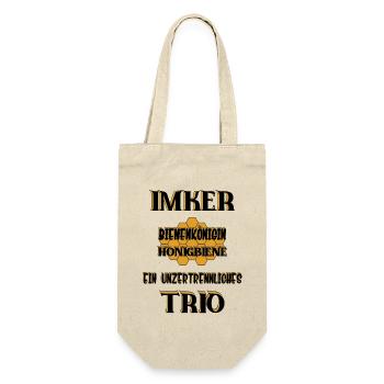 Imker- Bienenkönigin und Honigbiene, einTeam - Geschenkbeutel für Flaschen - Natur - Vorne