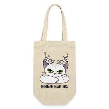 Rentier war aus Katze Lustige Sprüche Weihnachten - Geschenkbeutel für Flaschen - Natur - Vorne