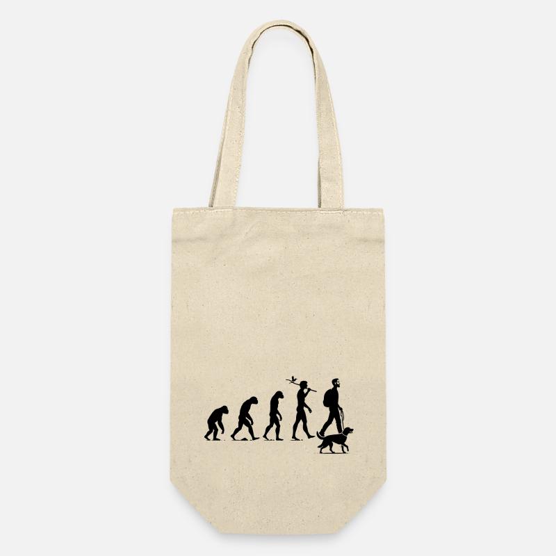 Mensch- Hund Evolution - Geschenkbeutel für Flaschen - Natur