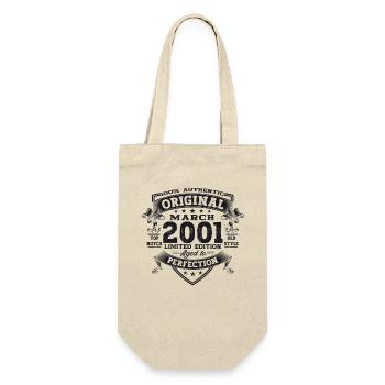 22nd birthday man Original March Born 2001 - Gift Bag for Bottles - nature - Front