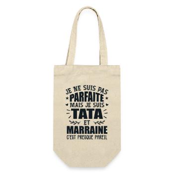 Tata Et Marraine Humour Je Ne Suis Pas Parfaite - Sac à bouteille - nature - Devant
