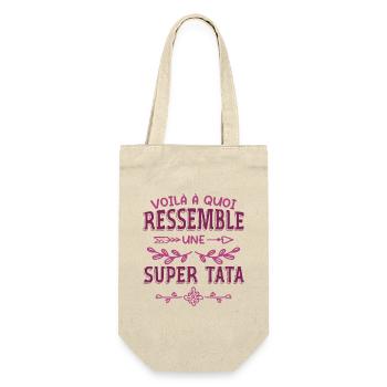 Super Tata Humour Idée Cadeau Tante Tatie - Sac à bouteille - nature - Devant