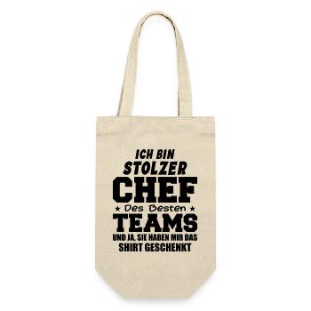 Stolzer Chef Des Besten Teams Shirt Geschenkt Fun - Geschenkbeutel für Flaschen - Natur - Vorne