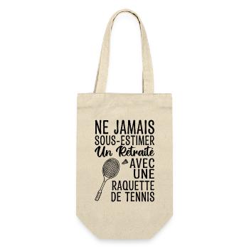Cadeau Humour Tennis Homme Retraité - Sac à bouteille - nature - Devant