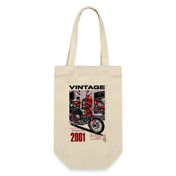 Vintage Motorrad Biker Motorrad Geburtstag 2001 - Geschenkbeutel für Flaschen - Natur - Vorne