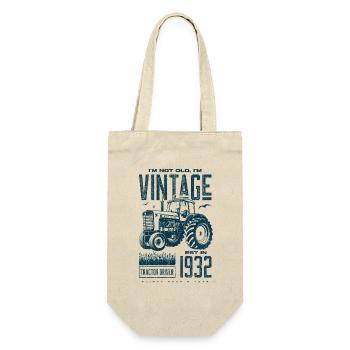 Vintage Traktor Landwirt Geburtstag geboren 1932 - Geschenkbeutel für Flaschen - Natur - Vorne