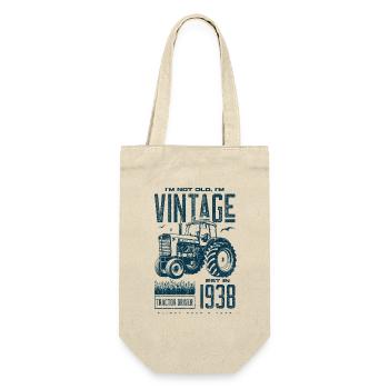 Vintage Traktor Landwirt Geburtstag geboren 1938 - Geschenkbeutel für Flaschen - Natur - Vorne