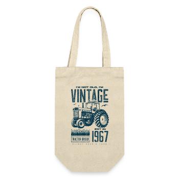 Vintage Traktor Landwirt Geburtstag geboren 1967 - Geschenkbeutel für Flaschen - Natur - Vorne