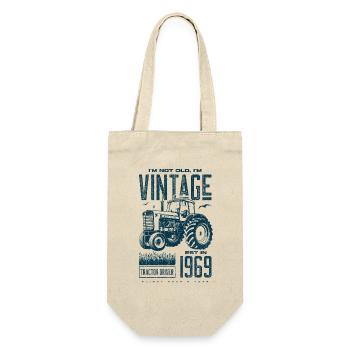 Vintage Traktor Landwirt Geburtstag geboren 1969 - Geschenkbeutel für Flaschen - Natur - Vorne