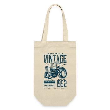 Vintage Traktor Landwirt Geburtstag geboren 1952 - Geschenkbeutel für Flaschen - Natur - Vorne