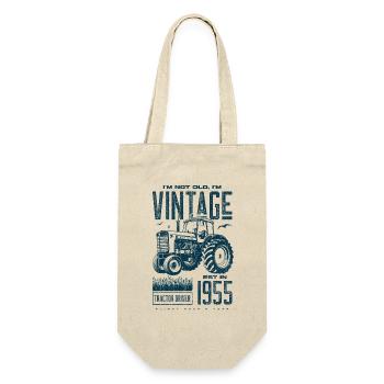 Vintage Traktor Landwirt Geburtstag geboren 1955 - Geschenkbeutel für Flaschen - Natur - Vorne