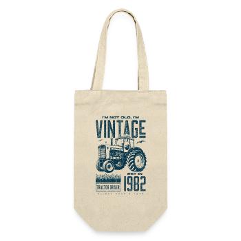 Vintage Traktor Landwirt Geburtstag geboren 1982 - Geschenkbeutel für Flaschen - Natur - Vorne
