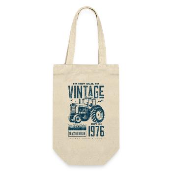 Vintage Traktor Landwirt Geburtstag Geboren 1976 - Geschenkbeutel für Flaschen - Natur - Vorne