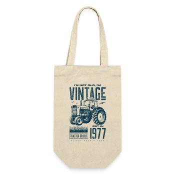 Vintage Traktor Landwirt Geburtstag Geboren 1977 - Geschenkbeutel für Flaschen - Natur - Vorne