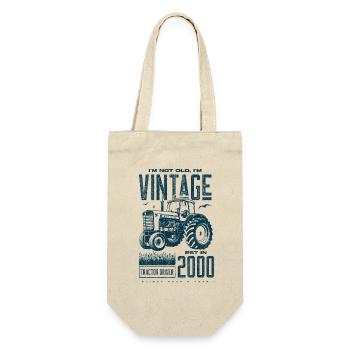 Vintage Traktor Landwirt Geburtstag geboren im Jahr 2000 - Geschenkbeutel für Flaschen - Natur - Vorne