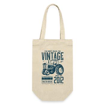 Vintage Tractor Farmer Birthday Born In 2012 - Gift Bag for Bottles - nature - Front