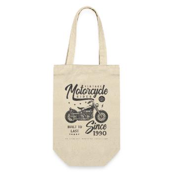 Vintage Motorrad Biker Geburtstag Jahrgang 1990 - Geschenkbeutel für Flaschen - Natur - Vorne