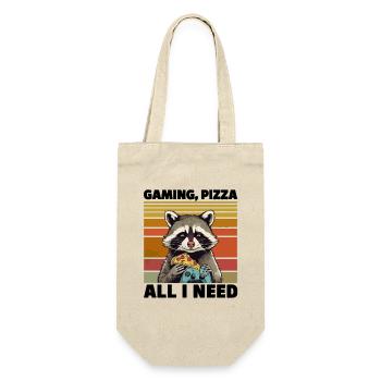 Funny Raccoon Gaming Pizza Gamer Gamer Gaming - Gift Bag for Bottles - nature - Front