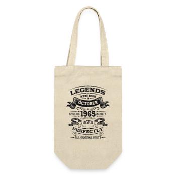 59. Geburtstag Legende Oktober 1965 Jahrgang 65 - Geschenkbeutel für Flaschen - Natur - Vorne
