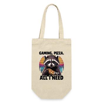 Funny Raccoon Gaming Pizza Gamer Gamer Gaming - Gift Bag for Bottles - nature - Front