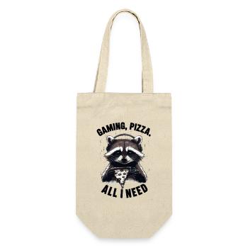 Funny Raccoon Gaming Pizza Gamer Gamer Gaming - Gift Bag for Bottles - nature - Front