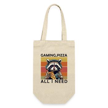 Funny Raccoon Gaming Pizza Gamer Gamer Gaming - Gift Bag for Bottles - nature - Front