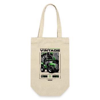 Oldtimer Traktor Bauer Geburtstag Jahrgang 1952 - Geschenkbeutel für Flaschen - Natur - Vorne