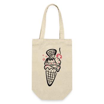 Ice cream with waffle, cherry and stars - Gift Bag for Bottles - nature - Front