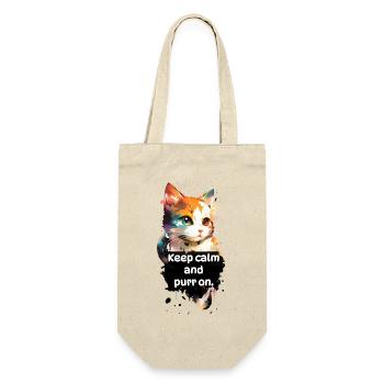 "Keep calm and purr on." - Cat - Gift Bag for Bottles - nature - Front